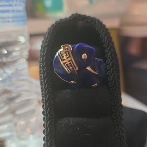 Blue Elephant Pendant with Gold Accents